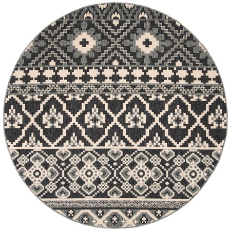 Safavieh 6 ft. 7 in. x 6 ft. 7 in. Veranda Round Power Loomed RugGrey & Beige VER097-3435-7R